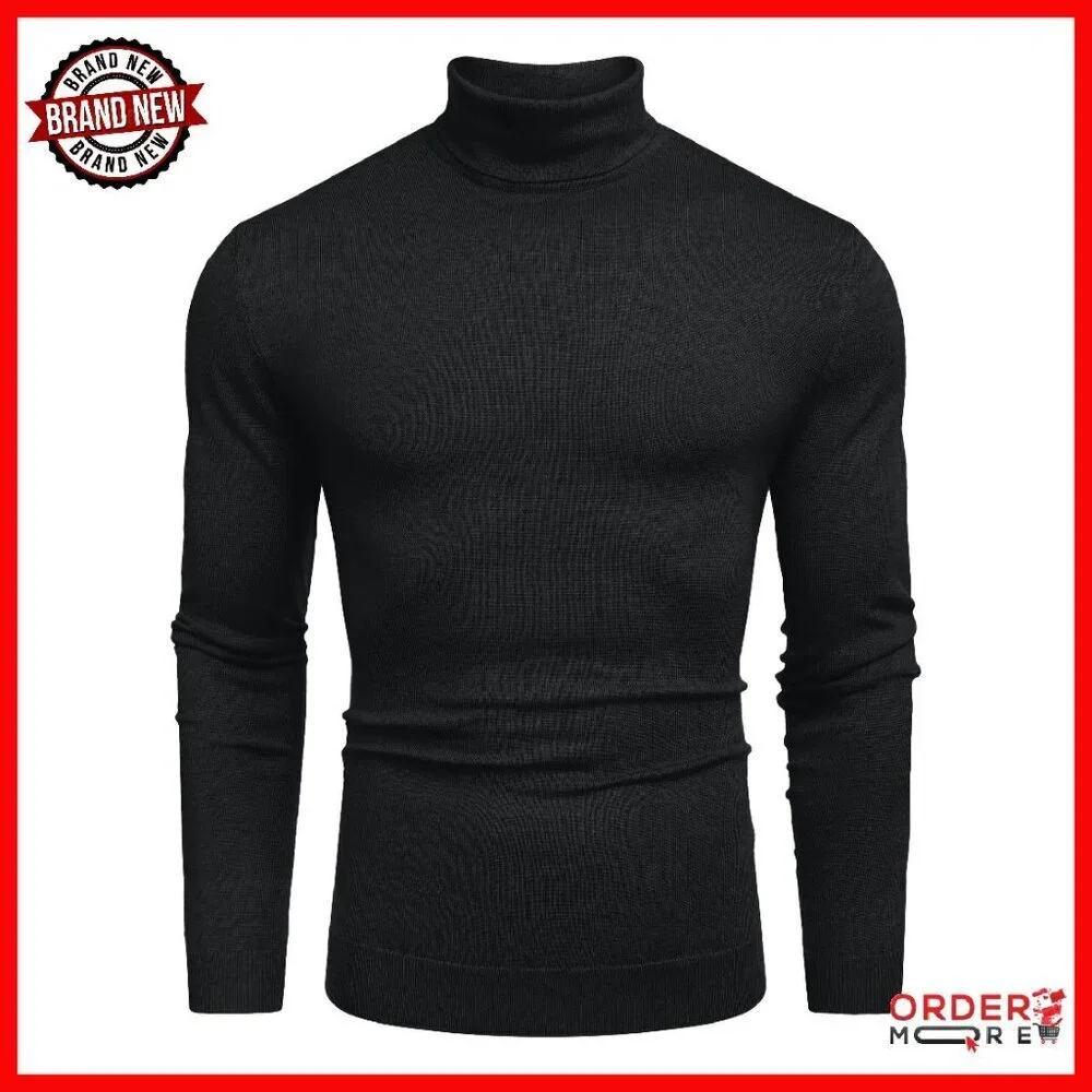 Men's Slim Fit Turtleneck Sweater Soft Knit Pullover Long Sleeve